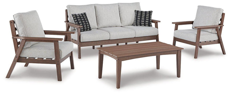 Emmeline Outdoor Sofa and 2 Chairs with Coffee Table