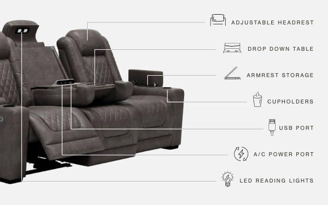 Hyllmont - Pwr Rec Sofa With Adj Headrest