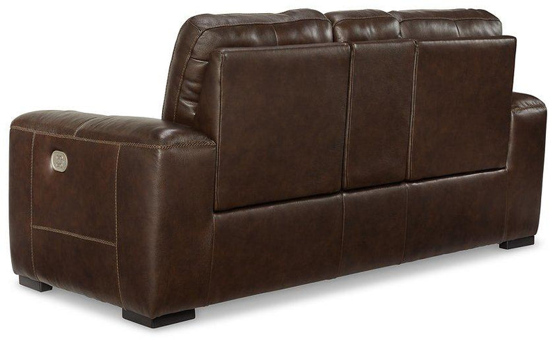 Alessandro Walnut Power Reclining Loveseat with Console