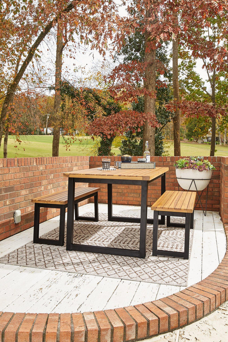 Town Wood Brown/Black Outdoor Dining Table Set (Set of 3)