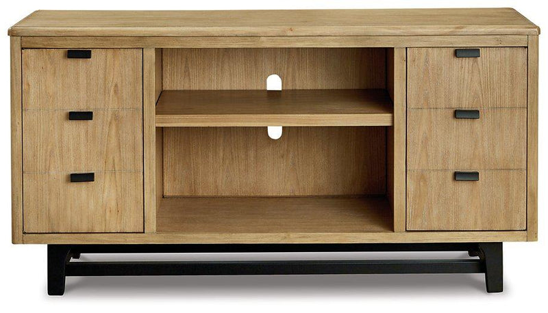 Freslowe Light Brown/Black Large TV Stand