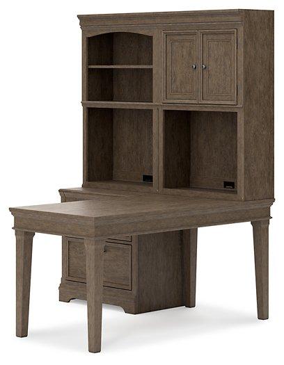 Janismore Weathered Gray 4-Piece Bookcase Wall Unit with Desk