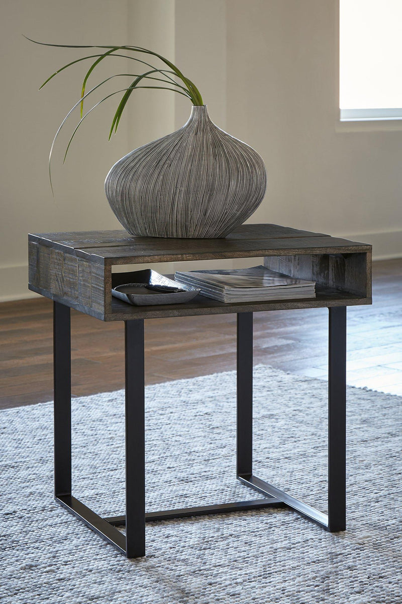 Kevmart Grayish Brown/Black End Table