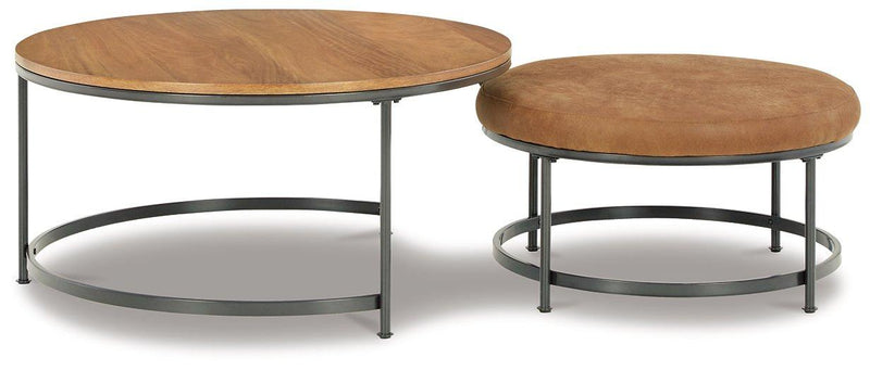 Drezmoore Light Brown/Black Nesting Coffee Table (Set of 2)