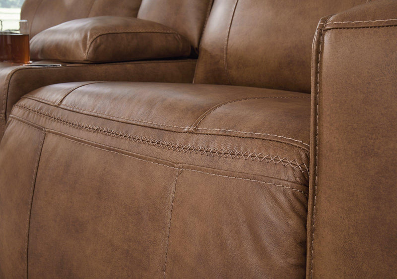 Game Plan Caramel Power Reclining Loveseat