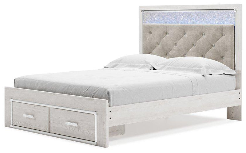 Altyra White Queen Upholstered Storage Bed