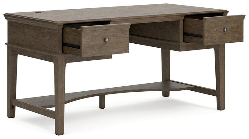 Janismore Weathered Gray Home Office Storage Leg Desk