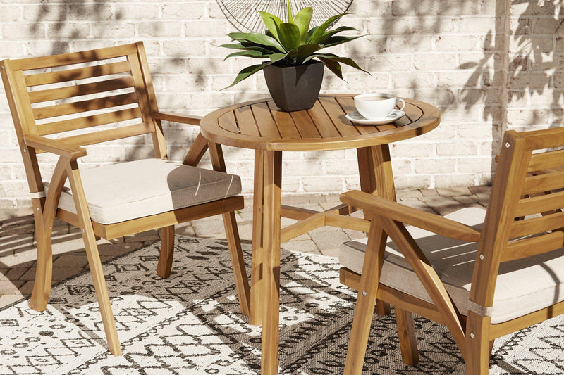 Vallerie Brown Outdoor Chairs with Table Set (Set of 3)