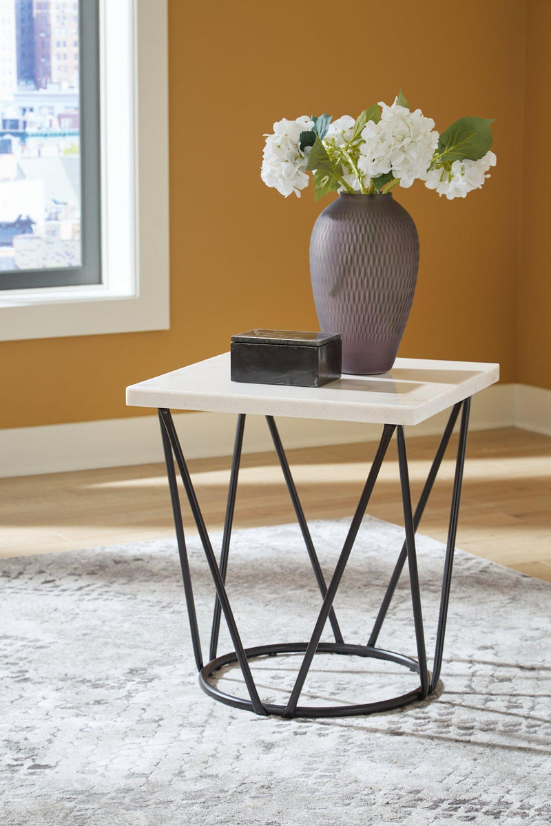 Vancent White/Black End Table