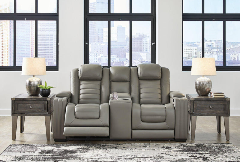 Backtrack Gray Power Reclining Loveseat