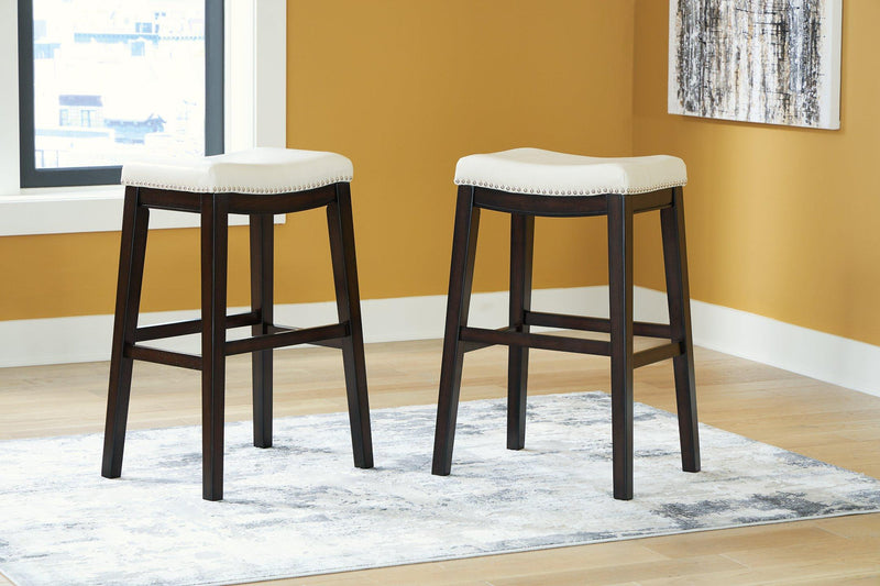 Lemante Ivory/Brown Bar Height Bar Stool (Set of 2)