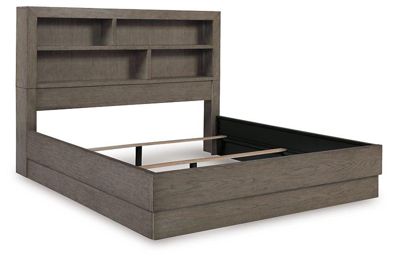 Anibecca Weathered Gray King Bookcase Bed