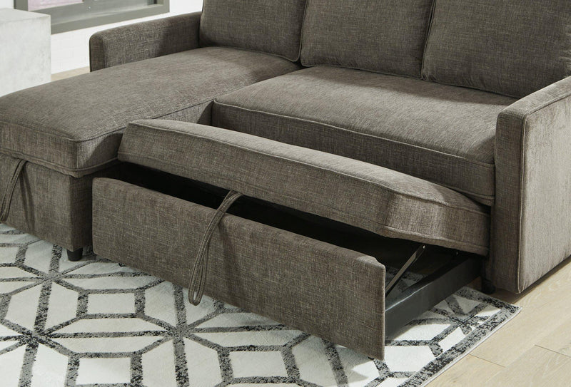 Kerle Charcoal 2-Piece Sectional with Pop Up Bed