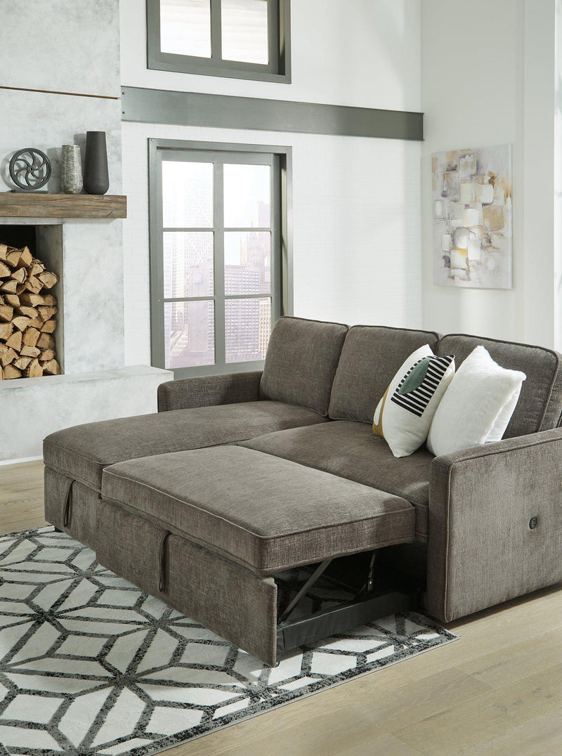 Kerle Charcoal 2-Piece Sectional with Pop Up Bed