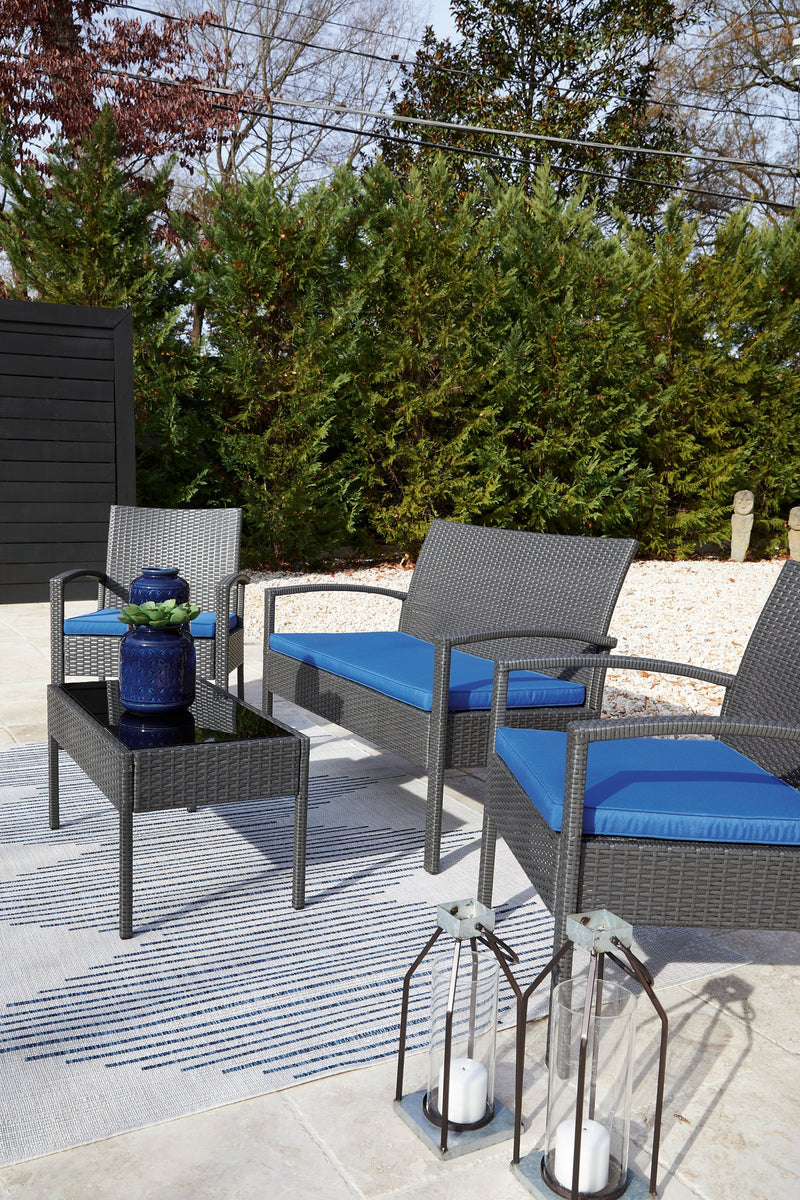 Alina Outdoor Love/Chairs/Table Set (Set of 4)