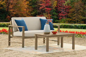 Fynnegan Outdoor Loveseat with Table (Set of 2)