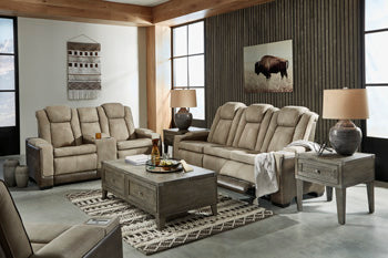 Next Gen DuraPella Sand Power Reclining Living Room Set With Adjustable Headrest