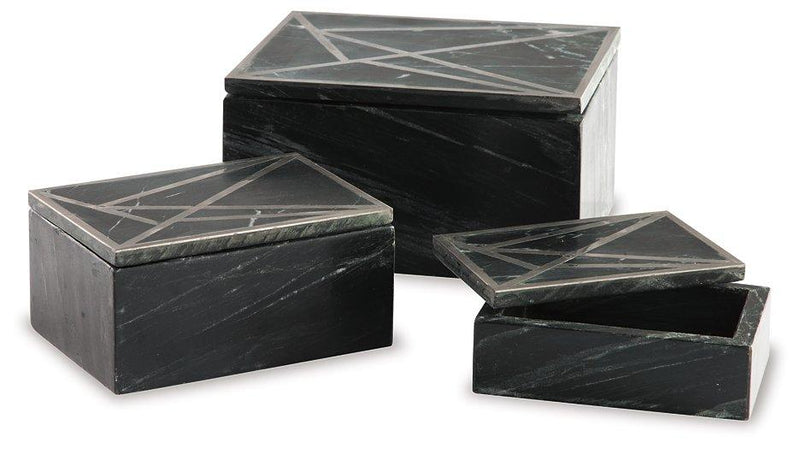 Ackley Black/Silver Finish Box (Set of 3) image