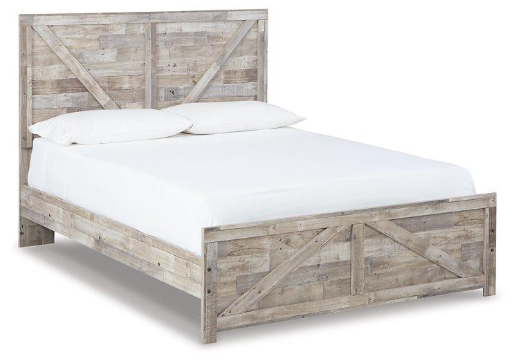 Hodanna Whitewash Queen Crossbuck Panel Bed image