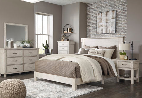 Hollentown Whitewash Panel Queen Bedroom Set