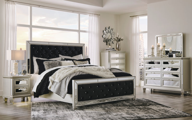 Lindenfield Black and Silver Upholstered Panel Complete Bedroom Set