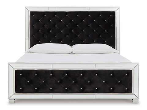 Lindenfield Black and Silver Upholstered Panel Complete Bedroom Set